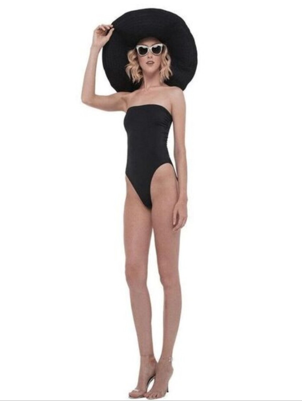 Norma Kamali Black Bishop Mio Bandeau Swim Suit